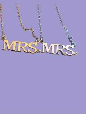 Wedding Gift! Dual-Tone MRS. Pendant Necklace — Gold & Silver Women’s Necklace